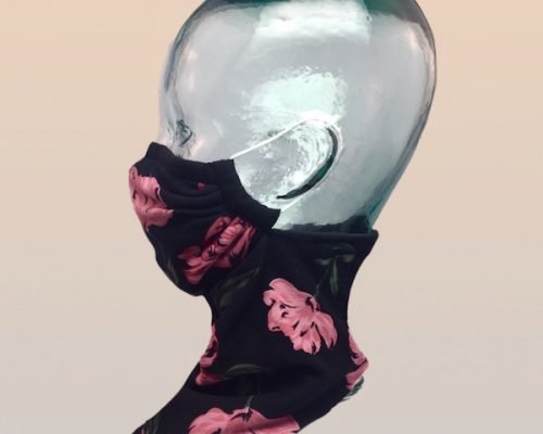 Alternative view of "Geranium Meets Peony" Turtleneck Mask Bandana